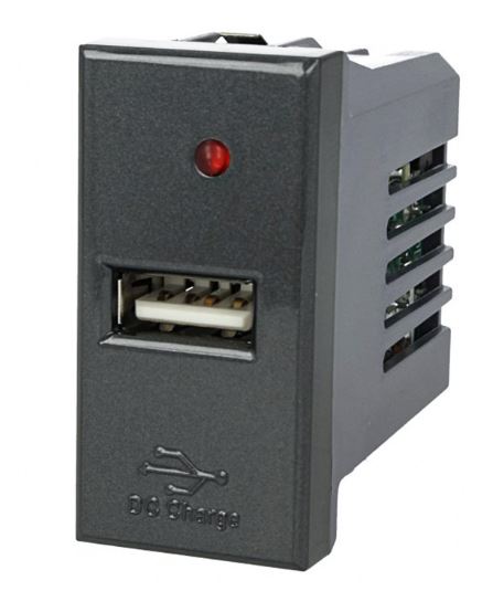 Modulo Caricatore USB 5V 2,1A Nero Compatibile Bticino Axolute