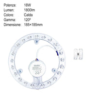 Modulo LED per Plafoniera ad Anello 18W 1800lm Luce Calda 3000K Alta Qualità CRI IP20 Diametro 185mm