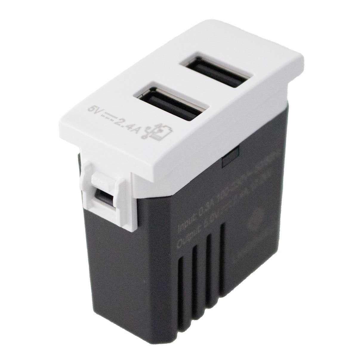 Modulo Presa Caricatore USB 5V 2,4A 2 Porte USB-A Colore Bianco Compatibile Con Bticino Living e Vimar Plana