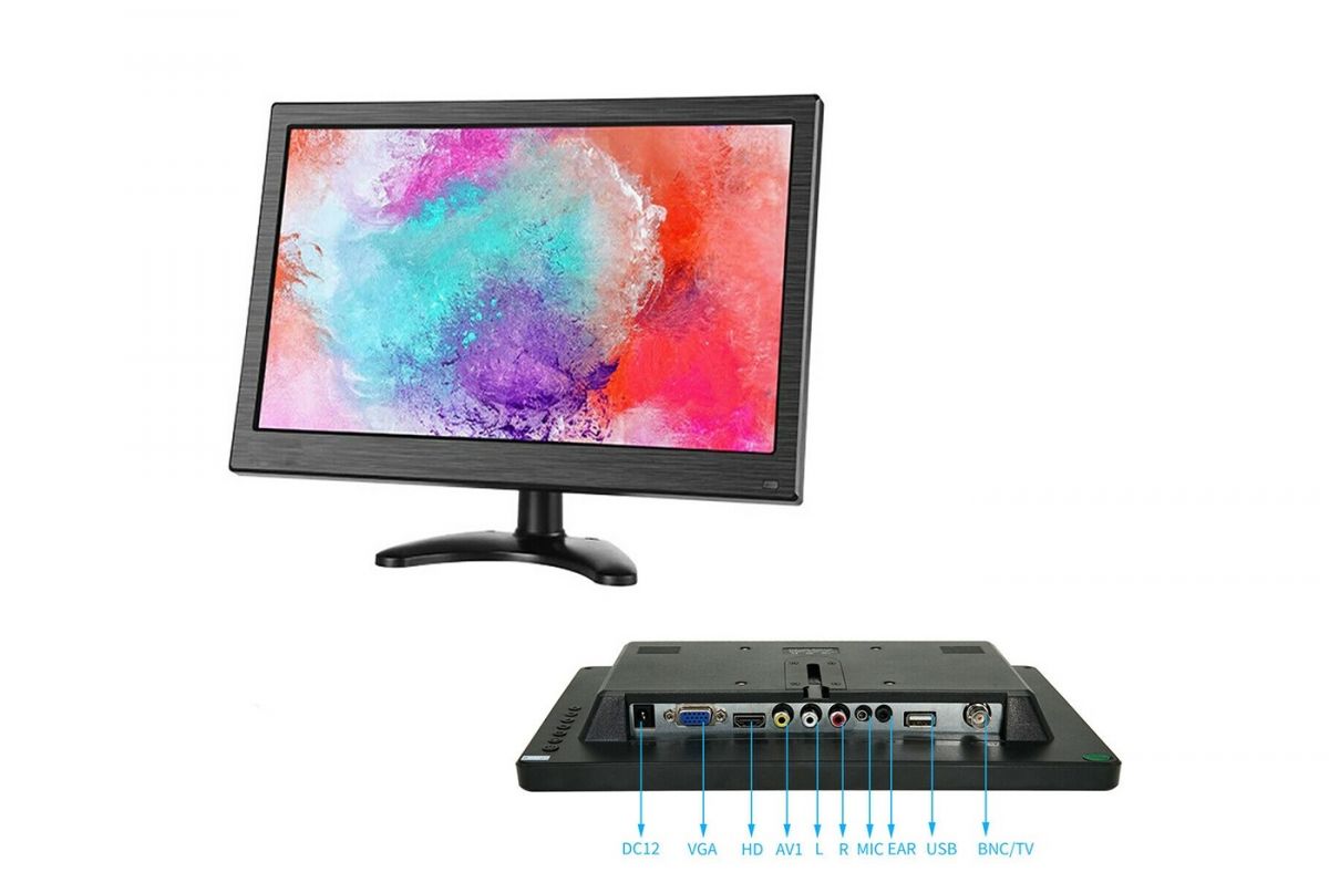 Monitor 13.3" pollici HD VGA BNC HDMI RCA display led TFT videosorveglianza