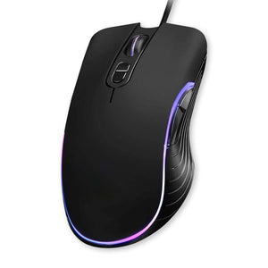 Mouse da Gioco con 2 Tasti Laterali e Tasto Regola DPI RetroIlluminato con RGB Casuale Filo Antipiega 1,25 metri Modello Finitura Nero Opaco