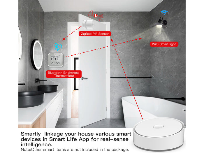 Multi Mode Gateway ZigBee 3.0 WiFI 2.4G Bluetooth Mesh 3 In 1 Con APP Tuya Smart Life Rotondo Elegante