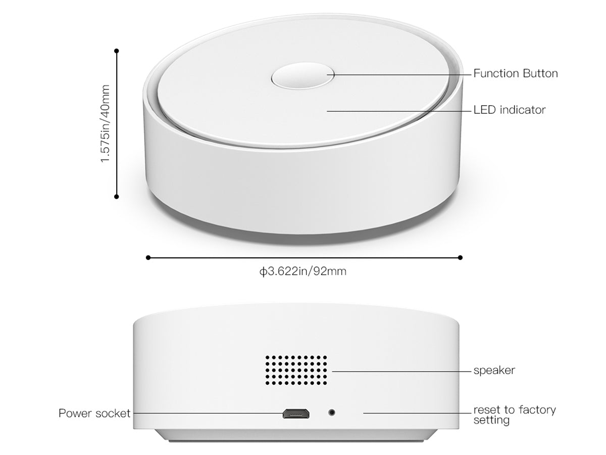 Multi Mode Gateway ZigBee 3.0 WiFI 2.4G Bluetooth Mesh 3 In 1 Con APP Tuya Smart Life Rotondo Elegante