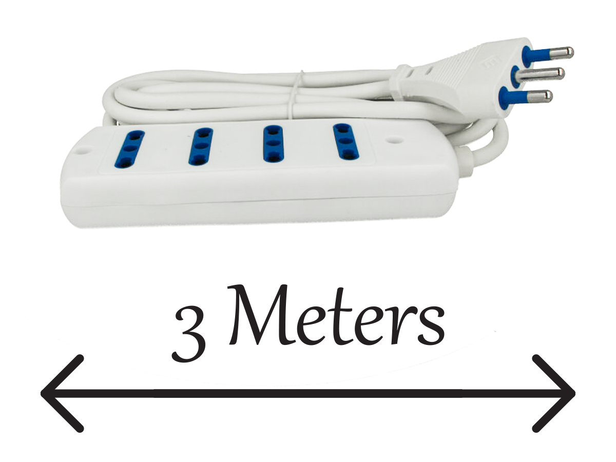 Multipresa Ciabatta Elettrica 4 Posti Cavo Da 3 Metri Colore Bianco