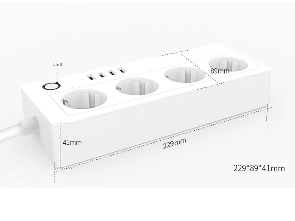 Multipresa Smart WiFi Con 4 Presa Schuko 16A 220V + 4 Presa USB 3,1A 5V Compatibile Con Alexa Google Home