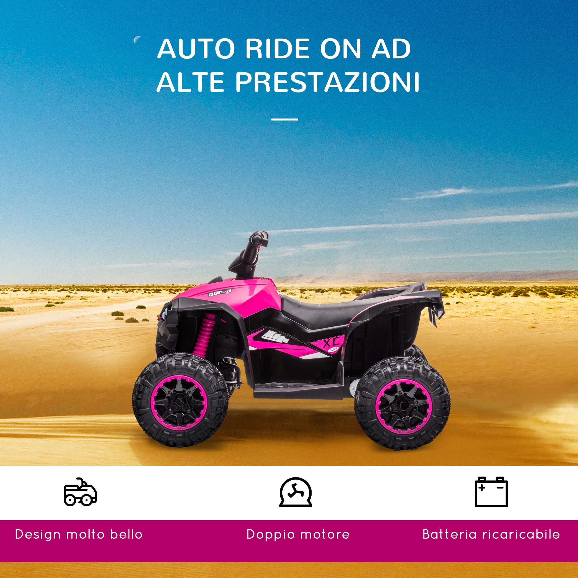 Quad Elettrico per Bambini 12V 2 Velocità Fari LED Rosa