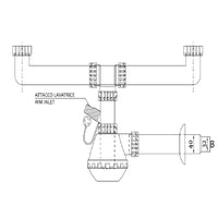 Sifone moplen 2 vie attacco lavatrice plastica bianco