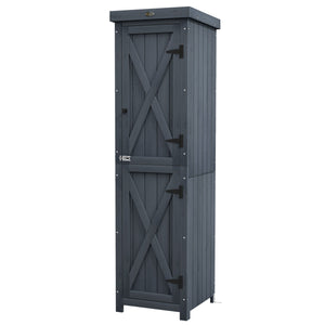 Casetta Porta Attrezzi a 3 Ripiani  con Tetto in Metallo 45x45x160 cm in Legno da Abete Grigio