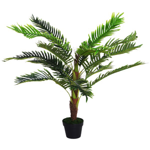 Pianta Artificiale Palma Cycas da Interno e Esterno H123 cm con Vaso Verde