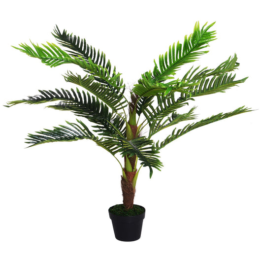 Pianta Artificiale Palma Cycas da Interno e Esterno H123 cm con Vaso Verde