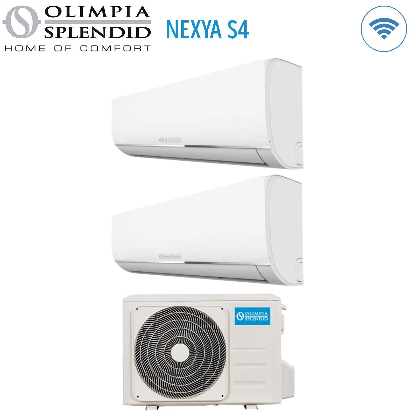 Climatizzatore Condizionatore Olimpia Splendid Dual Split Inverter serie NEXYA S4 12+12 con OS-CEMYH28EI R-32 Wi-Fi Integrato 12000+12000