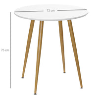 Tavolo da Pranzo Rotondo per 2 Persone Ø72x75 cm in MDF e Metallo Bianco e color Legno