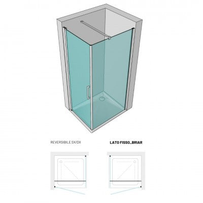 Lato fisso per porta battente briar 6 millimetri chrome per box doccia *** misure 87-90xh195 cm stampato, confezione 1