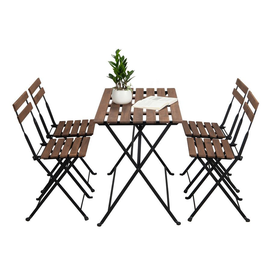 Set tavolino e quattro sedie da giardino modello Bistrot nero