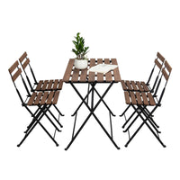 Set Tavolino e 2 Sedie Pieghevoli da Giardino Bistrot Nero