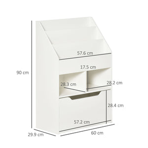 Libreria per Bambini 60x29,9x90 cm con Ripiani e 1 Cassetto in MDF Bianco