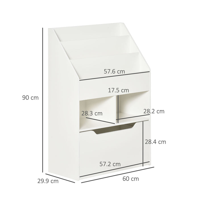 Libreria per Bambini 60x29,9x90 cm con Ripiani e 1 Cassetto in MDF Bianco