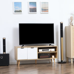 Mobile TV 46” Max 2 Ripiani 2 Ante 110x39x48,8 cm in Truciolato Bianco e Legno Naturale