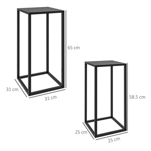 Set 2 Portapiante 25x25x58,5 cm e 31x31x65 cm in Acciaio Nero