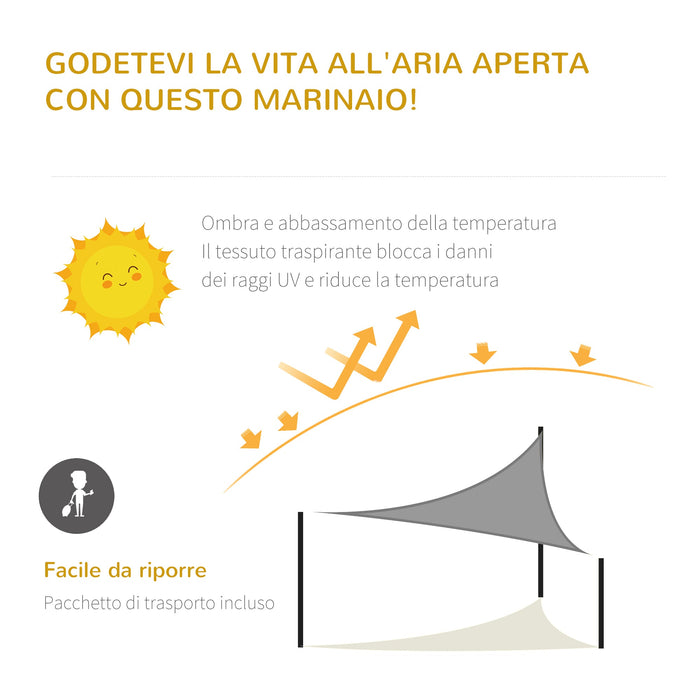 Tenda a Vela Triangolare Anti-UV e Traspirante 5x5x5 m con Ganci a D in Polietilene