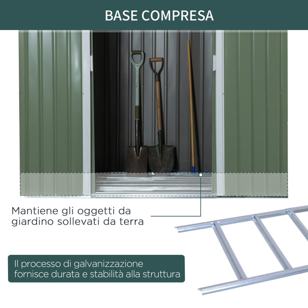 CASA CASETTA BOX PORTA ATTREZZI GIARDINO PORTE SCORREVOLI ACCIAIO 213×173×130cm