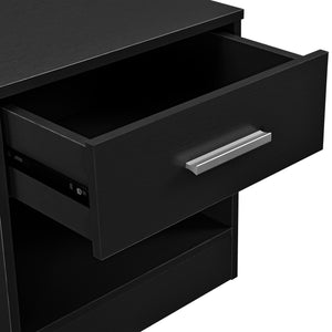 [en.casa] Comodino da letto elegante nero 1 x cassetto 1 x mensola