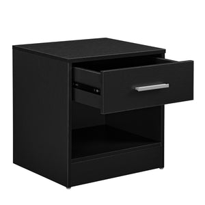 [en.casa] Comodino da letto elegante nero 1 x cassetto 1 x mensola