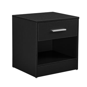 [en.casa] Comodino da letto elegante nero 1 x cassetto 1 x mensola