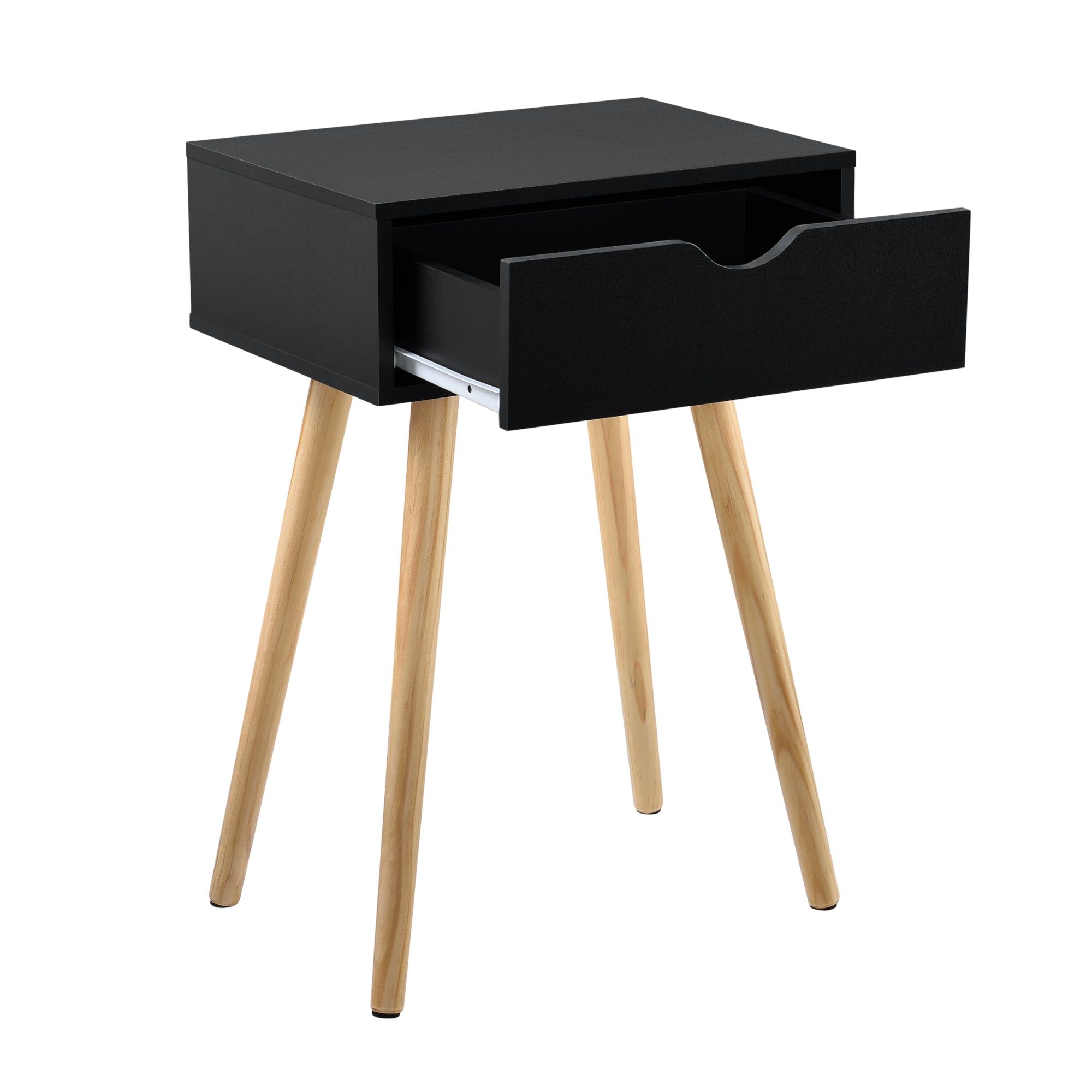 [en.casa] Comodino con Cassetto 60 x 40 x 29,5 cm Tavolino da Notte Rustico Nero