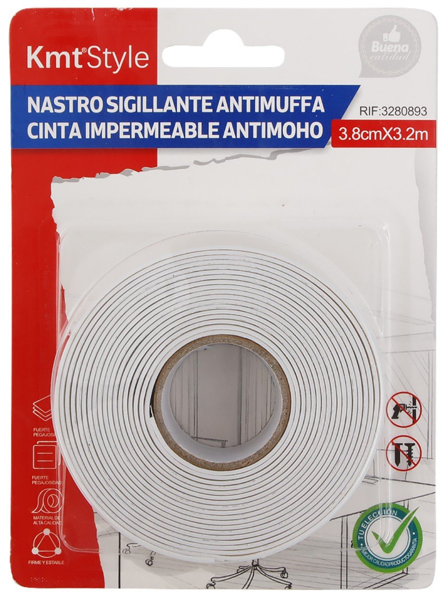 Nastro Adesivo Sigillante Antimuffa 38mm X 320cm Bianco