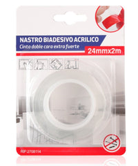 Nastro Biadesivo Acrilico Extra Forte Trasparente 24mm X 2MT