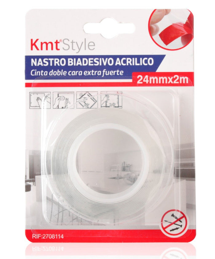 Nastro Biadesivo Acrilico Extra Forte Trasparente 24mm X 2MT