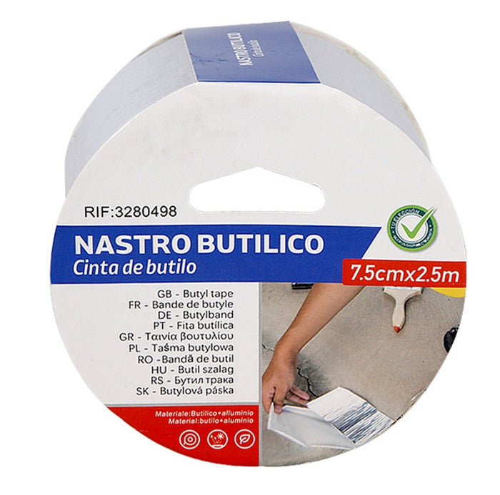 Nastro Butilico Sigillante Impermabile 75mm X 250cm Grigio Argento