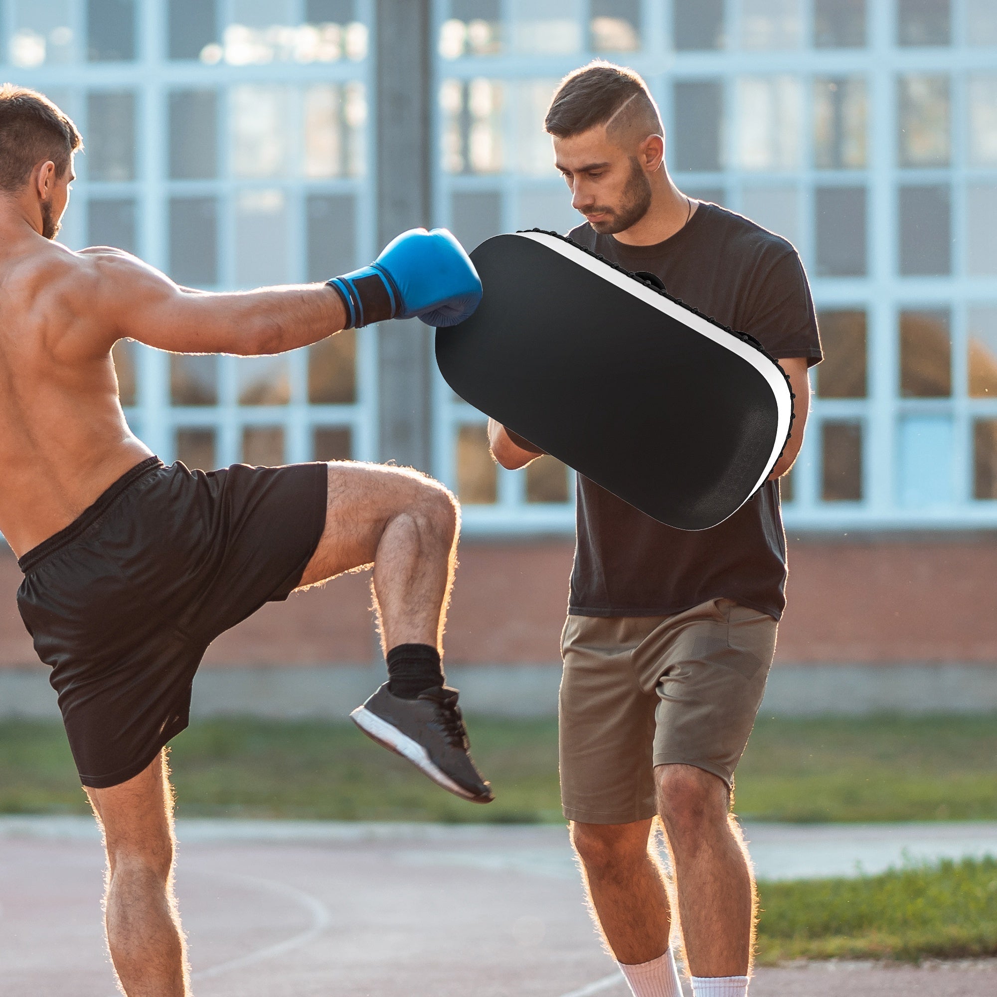 Colpitore Boxe e Muay Thai Imbottito per Braccio 38x20x18 cm in PU e EPE Nero