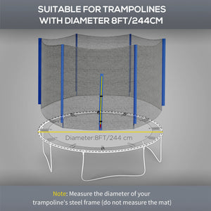 Rete di Protezione per Trampolini a 6 Pali con Ingresso con Cerniera Ø244x180 cm in PE Nero e Blu