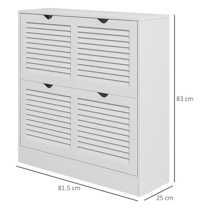 Scarpiera 2 Ante 16 Paia 81,5x25x83 cm in Legno Bianco