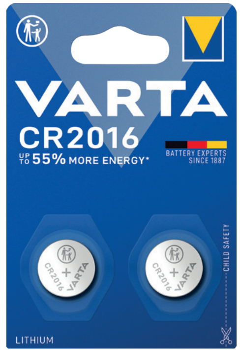 Varta batteria coin cr2016 litio blister 2 pezzi