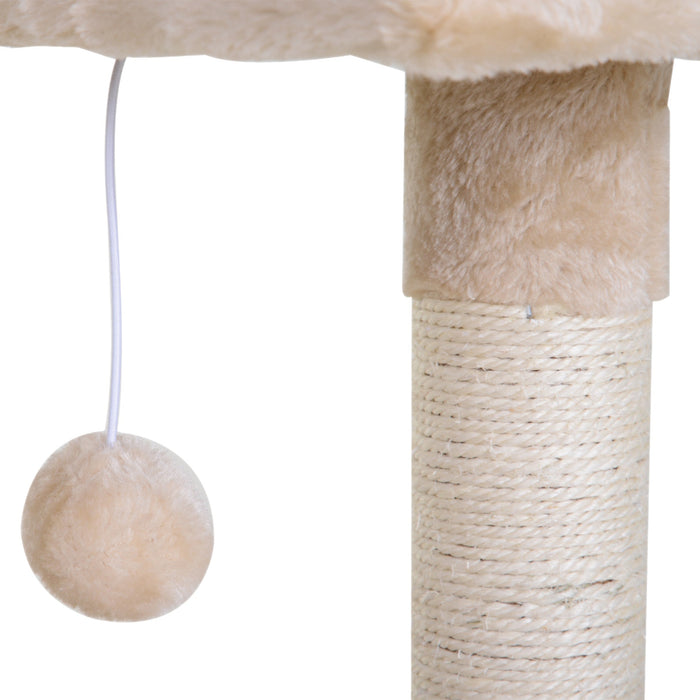 Torre Tiragraffi per Gatti 50x36x70 cm in Legno e Peluche Beige