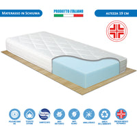 Materasso waterfoam alto 19cm modello Norvegia, per letto singolo 80x190, antiacaro e anallergico - Comprarredo