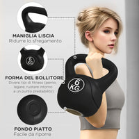 Kettlebell per Allenamento 6 kg in Plastica e Sabbia Nero