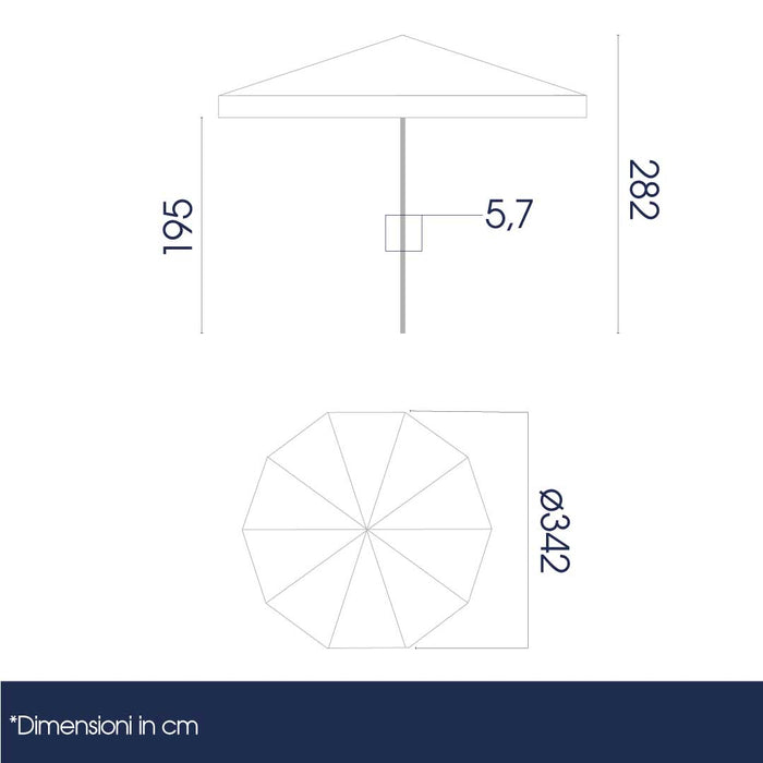 Ombrellone da Giardino Rotondo Ø350 cm Palo in Legno Ecrù