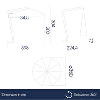 Ombrellone Decentrato da Giardino Ø350 cm Braccio in Legno Ecrù