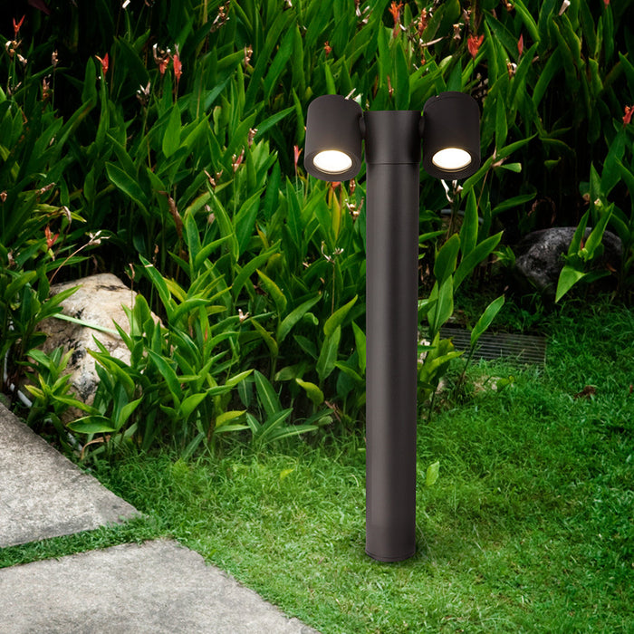 Lampada Da Terra Moderna Da Esterno Alluminio Nero 2 Luci Gu10 50W Ip54