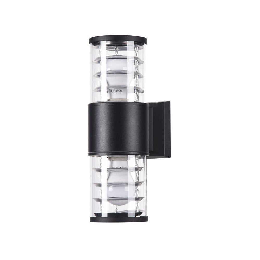 Lampada Da Parete Moderna Per Esterno Alluminio Nero 2 Luci E27 60W Ip54