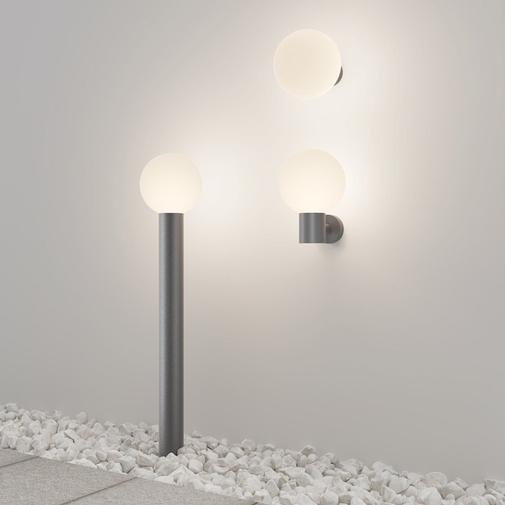 Lampada Da Parete Moderna Per Esterno Alluminio Grigio 1 Luce E27 60W Ip54