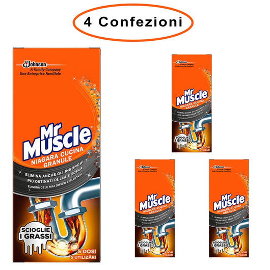 Mr muscle niagara disgorgante granulare per cucina 4 confezioni da 250 gr