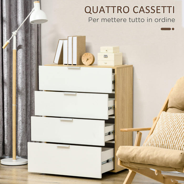 Cassettiera 4 Cassetti 70x35x92 cm in Truciolato Bianco