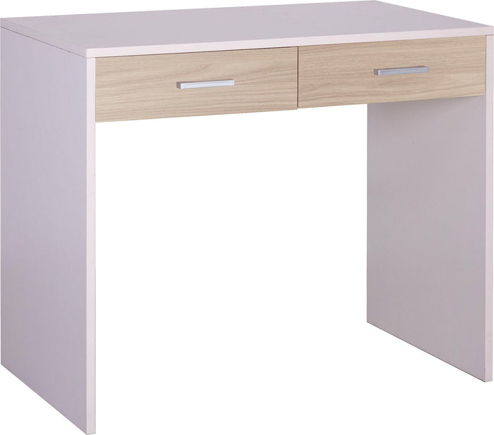 Scrivania da Ufficio 2 Cassetti 91x76x55 cm Bianco Fiammato/Olmo Chiaro