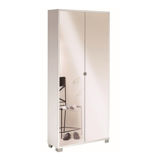 Armadio mobile 2 ante con specchio 83x29x190H cm in kit di montaggio colore Bianco