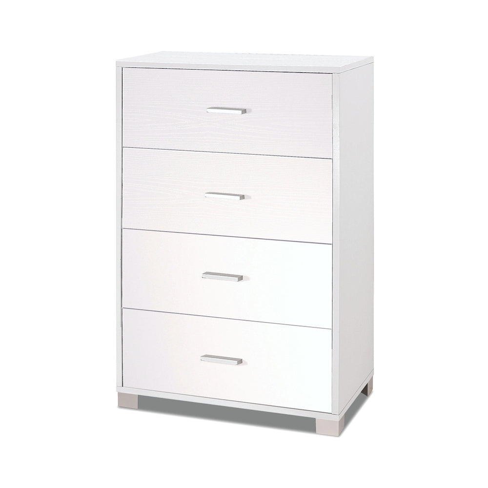 Cassettiera mobile con 4 cassetti 70x41x112H cm in kit di montaggio colore Bianco fiammato